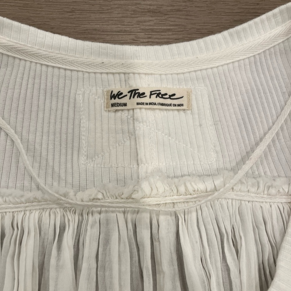 Free People We The Free Lyrical Tunic Cream Cotton Flowy Tunic Top Size M - Picture 4 of 9